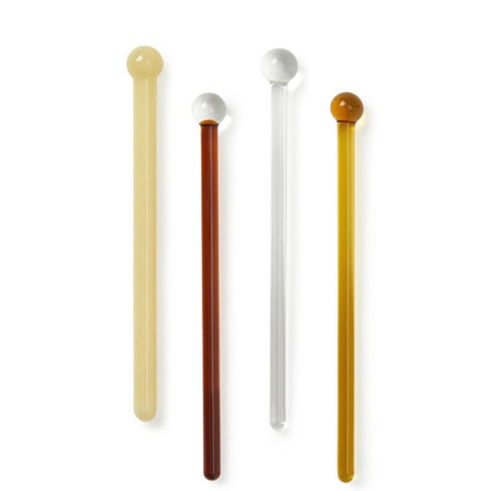 Sembla - Sembla Short Glass Drink Stirrers (Set of 4) - Amber Assorted
